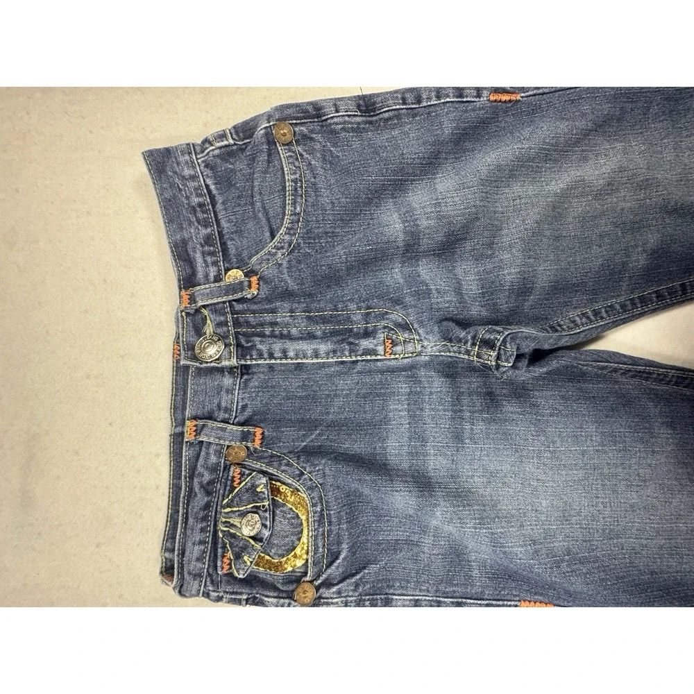 Y2K True Religion Joey SuperT Woman's 30/33 Jean Distressed/Missing Back Buttons
